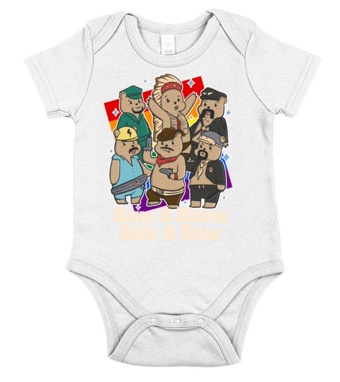 Gay Bears Save Horse Ride A Bear Funny LGBT Pride Short Sleeve Baby One-Piece