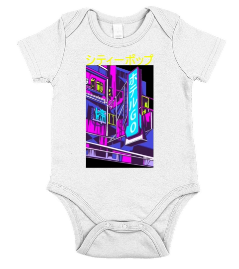 Japanese City Pop 70s 80s Vaporwave Aesthetic Short Sleeve Baby One-Piece