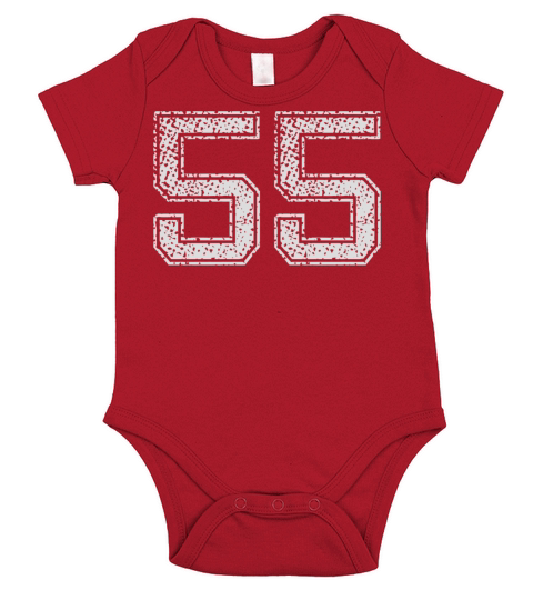 Lucky Number No 55 Numbered Retro Sport Style Gift Short Sleeve Baby One-Piece