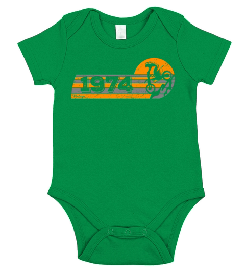 Motorcross Motorcycle Vintage 1974 Birthday Short Sleeve Baby One-Piece