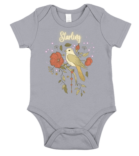 Retro Vintage Starling T Shirt Silhouette Bird Short Sleeve Baby One-Piece