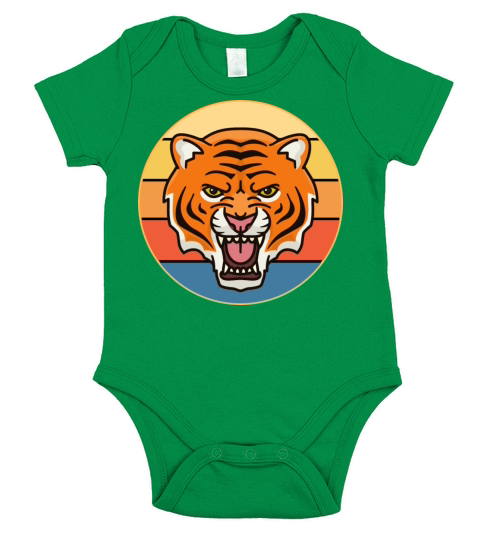 Tiger Big Cat Vintage Retro Sunset Short Sleeve Baby One-Piece