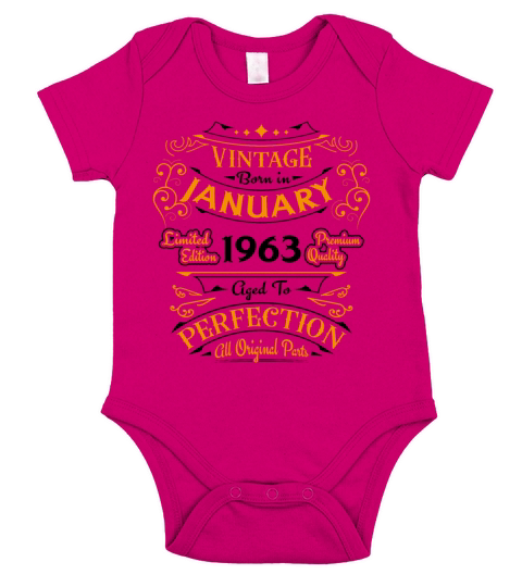 Vintage born in January 1963 Birthday gift Short Sleeve Baby One-Piece