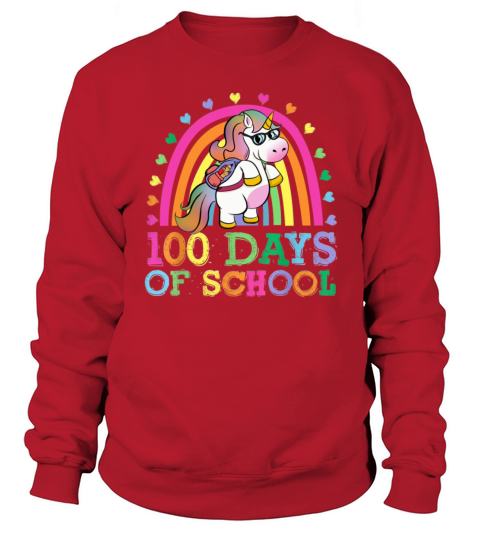 100 Days Of School Rainbow Unicorn Boys Kids Sweatshirt Unisex