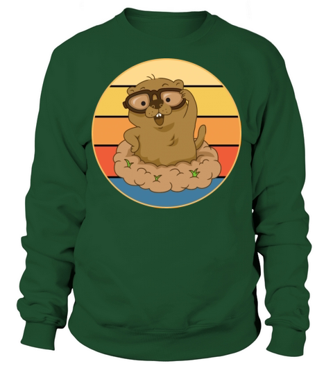 Cute Groundhog Retro Sunset Vintage Animal Lover Sweatshirt Unisex