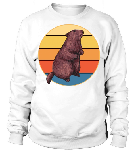 Cute Groundhog Retro Sunset Vintage Animal Lover Sweatshirt Unisex