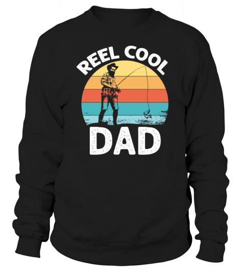 Funny Quote Distressed Vintage Real Cool-Dad Fishi Sweatshirt Unisex