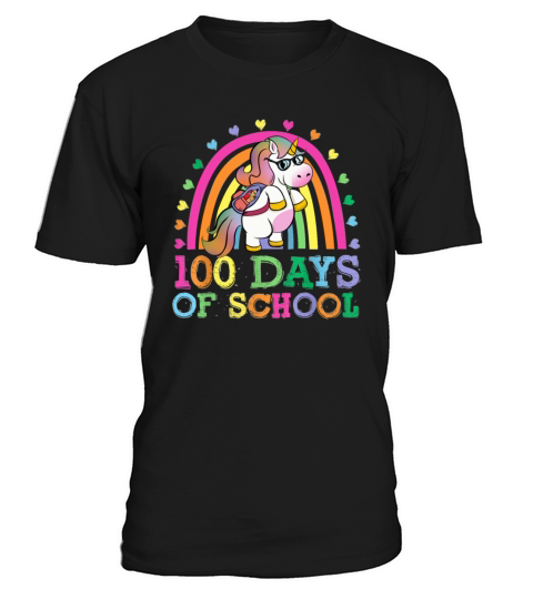 100 Days Of School Rainbow Unicorn Boys Kids T-Shirt Unisex