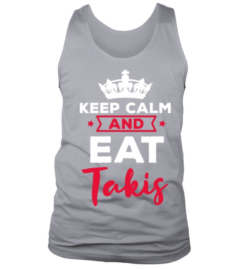 White Funny Quote Foodies Design Keep Calm Eat Tank Top Unisex