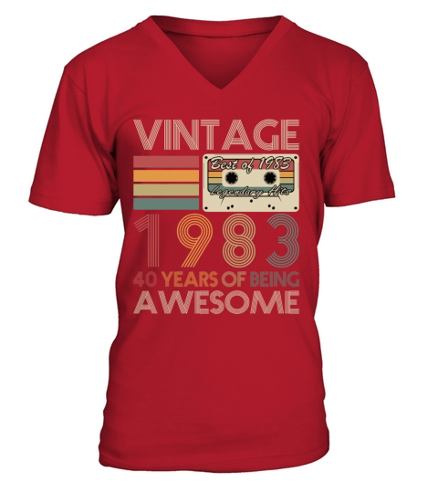 40th birthday vintage 1983 40 years being awesome V-Neck T-shirt