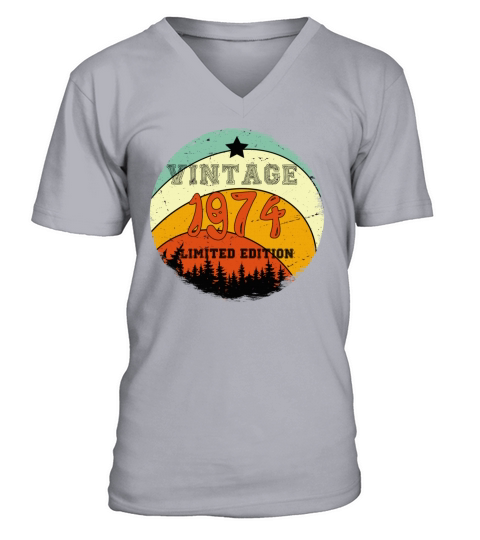 45th Birthday Gifts - Vintage 1974 T Shirt Hiking V-Neck T-shirt