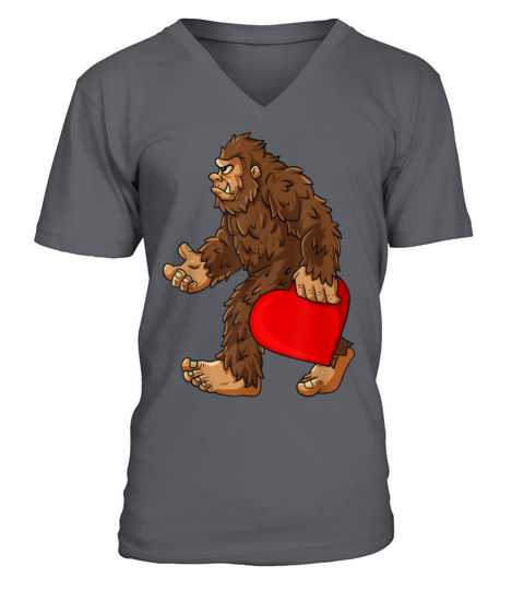 Bigfoot Heart Valentines Day Boys Girls Kids Sasqu V-Neck T-shirt