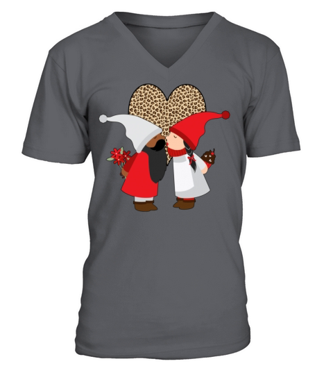 Biracial Couples Gift Valentines Day Gnome Mixed V-Neck T-shirt