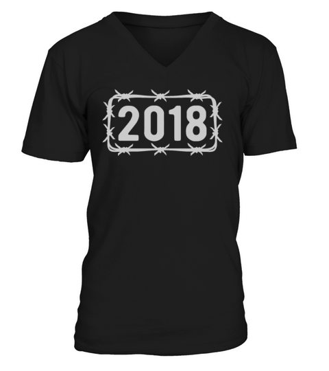 Birthday Vintage 2018 Barbed Wire V-Neck T-shirt