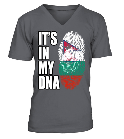 Bulgarian And Nepalese Mix DNA Flag Heritage V-Neck T-shirt