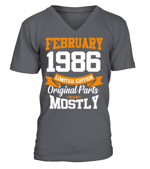 February 1986 Vintage Birthday Present V-Neck T-shirt