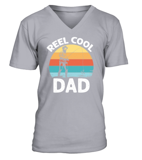 Funny Quote Distressed Vintage Real Cool-Dad Fishi V-Neck T-shirt