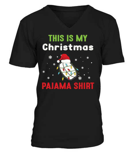 Hockey Puck Christrmas Pajama Santa V-Neck T-shirt