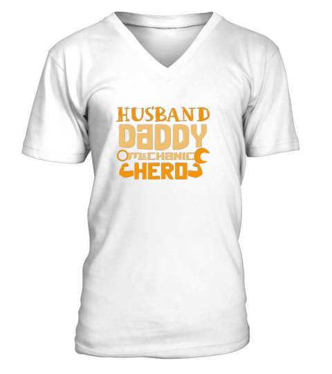 Husband Daddy Mechanic Hero Father Dad Vintage V-Neck T-shirt