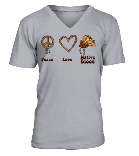 Native American Heritage Month Peace Love Native V-Neck T-shirt