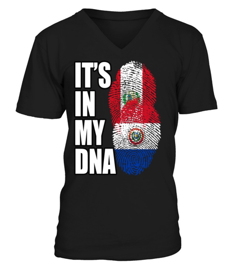 Paraguayan And Peruvian Mix Heritage DNA Flag V-Neck T-shirt