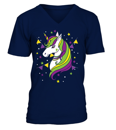 Unicorn Lover Mardi Gras New Orleans Louisiana V-Neck T-shirt