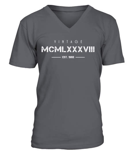 Vintage Born In 1988 Roman Numerals 34th V-Neck T-shirt