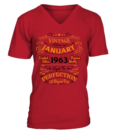 Vintage born in January 1963 Birthday gift V-Neck T-shirt