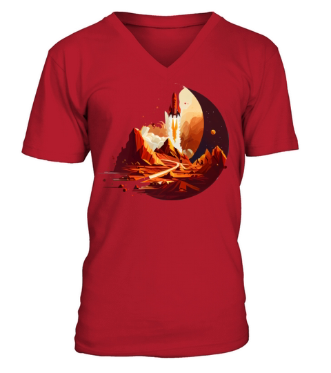 Vintage Space Science Mars Fiction Geek Solar V-Neck T-shirt