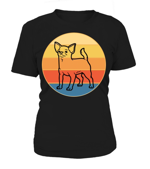 Cute Chihuahua Dog Breed Vintage Retro Sunset Women's T-Shirt