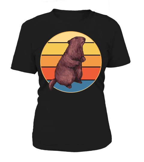 Cute Groundhog Retro Sunset Vintage Animal Lover Women's T-Shirt