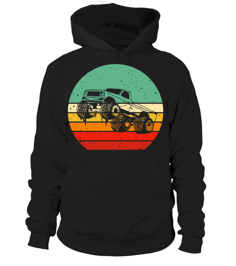 Funny Monster Truck Vintage Retro template Hoodie Unisex