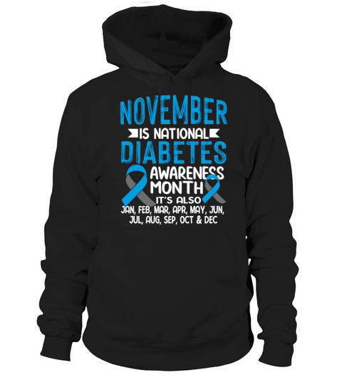 November is Diabetes Awareness Month Blue and Gray Hoodie Unisex