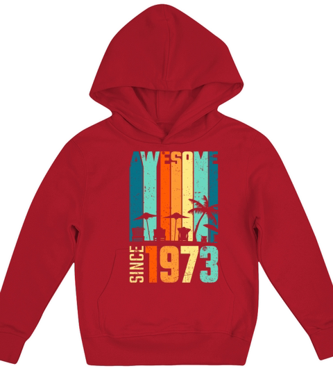 1973 Vintage born in Beach age Birthday gift idea Kids Hoodie