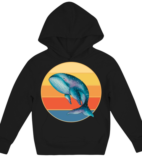 Cute Kawaii Whale Retro Sunset Vintage Ocean Kids Hoodie