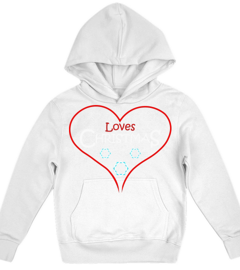 Loves Christmas Design Red And White Kids Hoodie