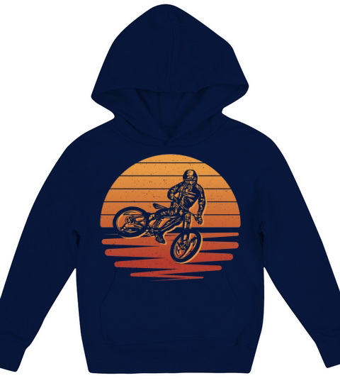Mountain Bike Vintage Biking Down Hill Cyclist Kids Hoodie