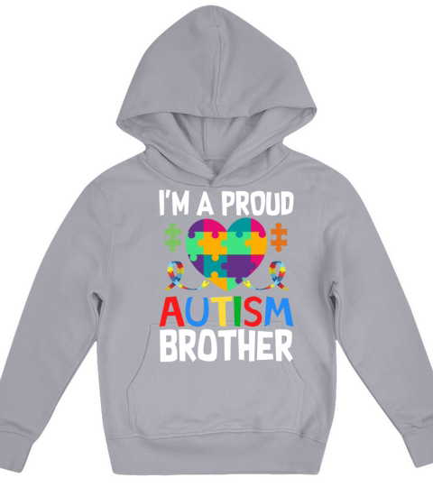 Proud Brother Autism Awareness Family Matching Kids Hoodie