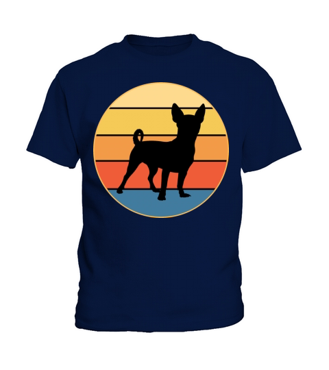 Cute Chihuahua Dog Breed Vintage Retro Sunset Kids T-Shirt