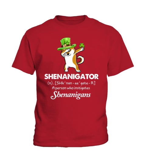 Dabbing Shiba Inu Shenanigator Definition Patricks Day Kids T-Shirt