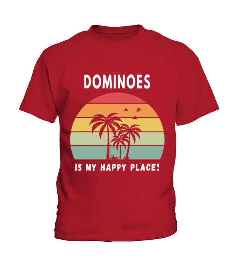 Dominoes Is My Happy Place Vintage Retro Sunset Kids T-Shirt