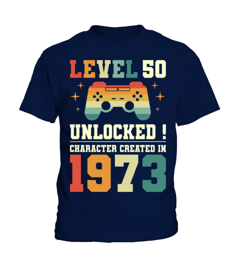 Geek Level 50 Unlocked 1973 50th Birthday Gamer Kids T-Shirt