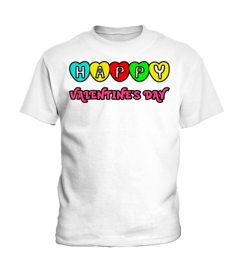 Happy Valentines Day Colorful Hearts Design Kids T-Shirt