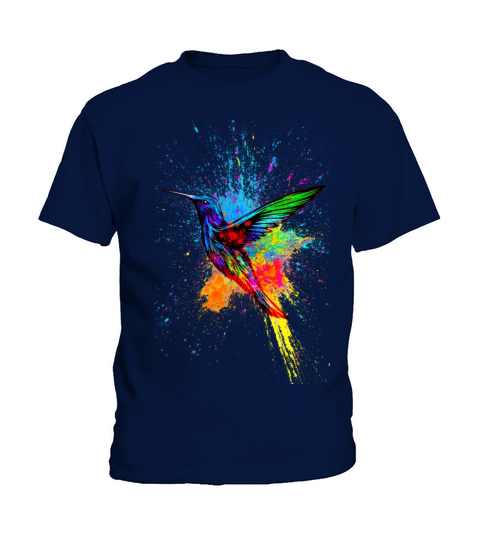 Hummingbird Bird Animal Splash Color Colorful Kids T-Shirt