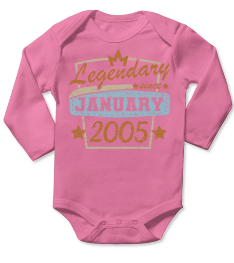18th Birthday Gifts January 2005 Retro Long Sleeve Baby One-Piece