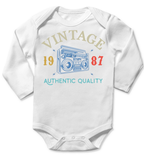 33 Years Old 1987 Vintage 33Rd Birthday Anniversar Long Sleeve Baby One-Piece