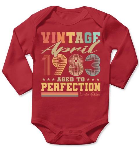 40th birthday vintage april 1983 born in 1983 Long Sleeve Baby One-Piece