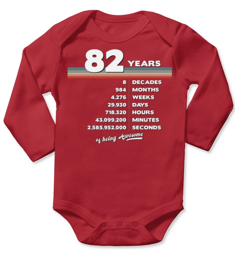 82nd Birthday Vintage 82 Years Old Retro 984 Long Sleeve Baby One-Piece
