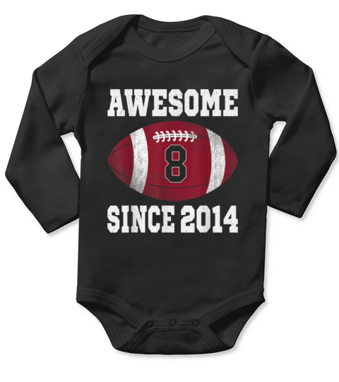 8th Birthday Football Player 8 Years Old Long Sleeve Baby One-Piece