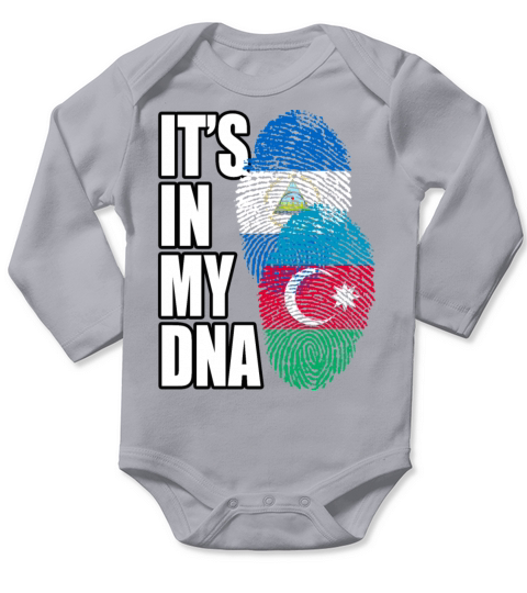 Azerbaijani And Nicaraguan Mix Heritage DNA Flag Long Sleeve Baby One-Piece